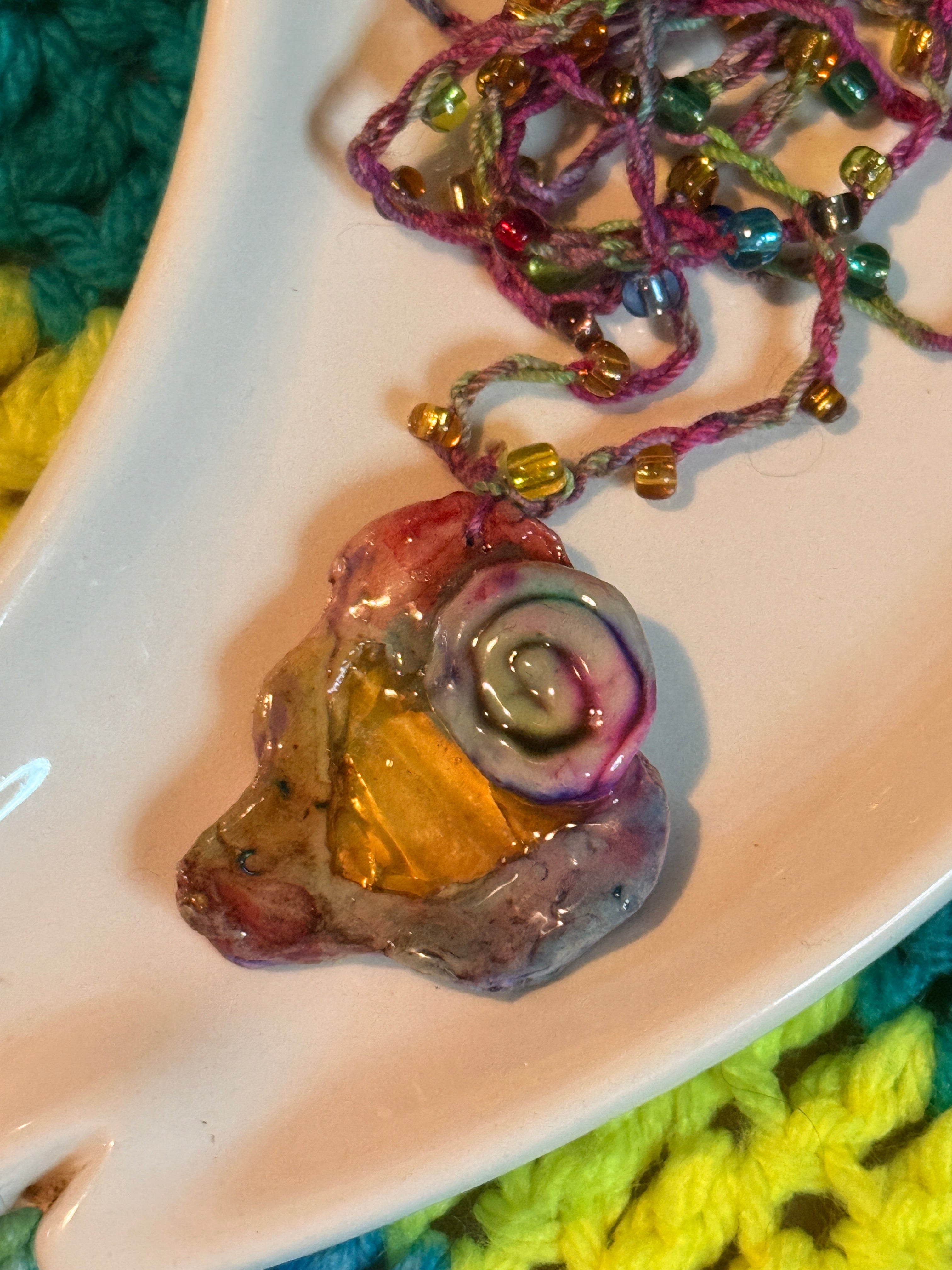 Mixed Media Statement Necklace {{set #2}}  {wearable *original* art}