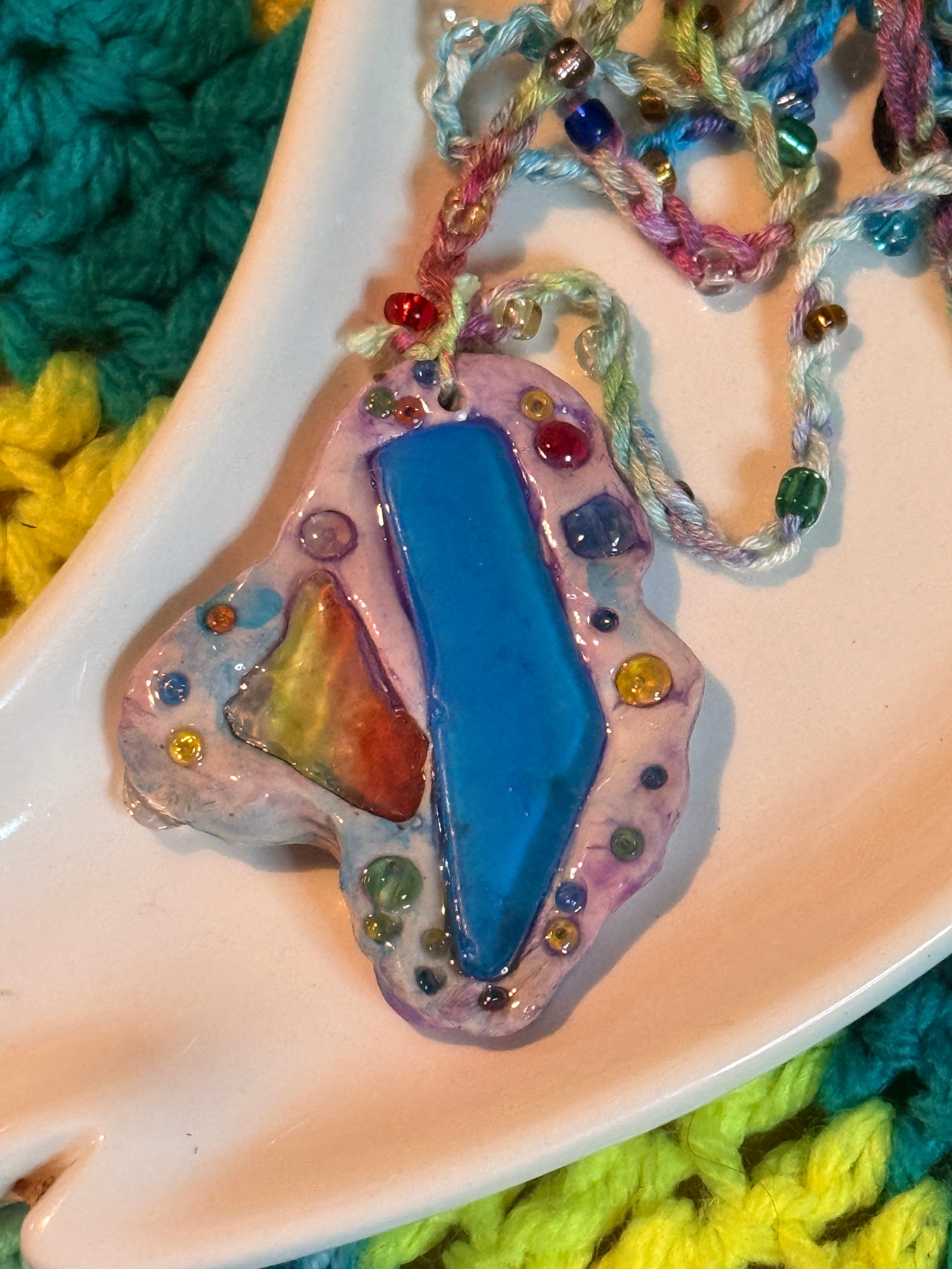 Mixed Media Statement Necklace {{set #2}}  {wearable *original* art}