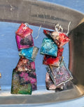 Mixed-Media Layered Chandelier Earrings – Upcycled Holographic Statement Dangles {wearable art}